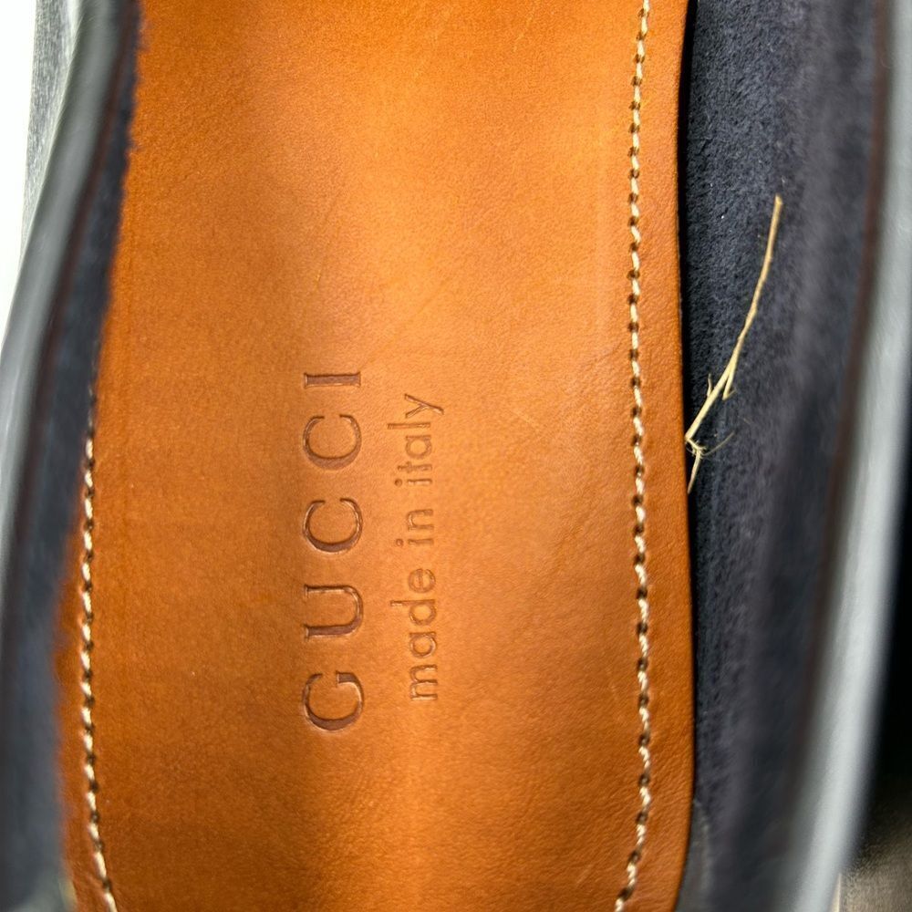 Men’s Gucci atrton web, striped leather driver loafers size 13 fits 13.5 US - Picture 9 of 10